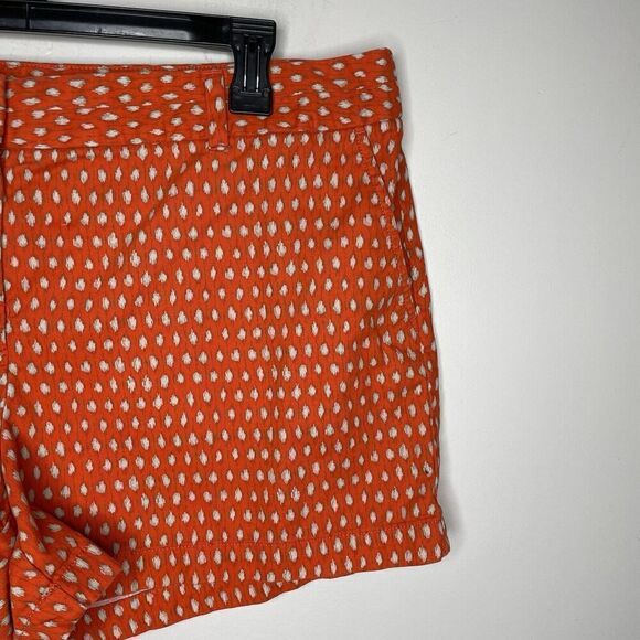 Ann Taylor LOFT Shorts Women 16 Orange Dot Flat Front Chino 100% Cotton - Picture 2 of 9